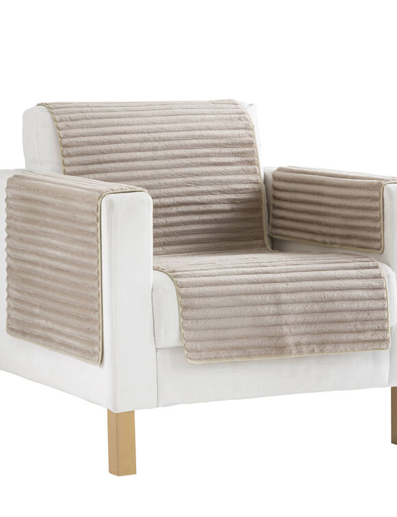 Slipvrije salonbeschermer met pluchetouch (zandkleur) Slipvrije salonbeschermer met pluchetouch (zandkleur)